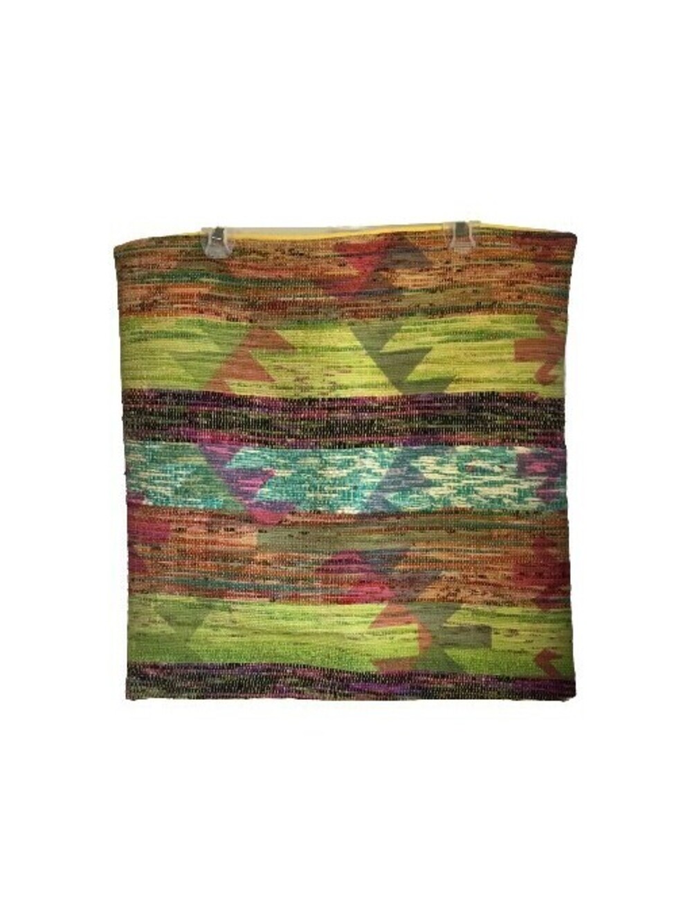 Pair 2 SURYA SQUARE PILLOW COVERS MCM AZTEC BOHO GEOMETRIC GREEN MUSTARD 20 X 20